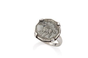 STERLING HORSE COIN RING