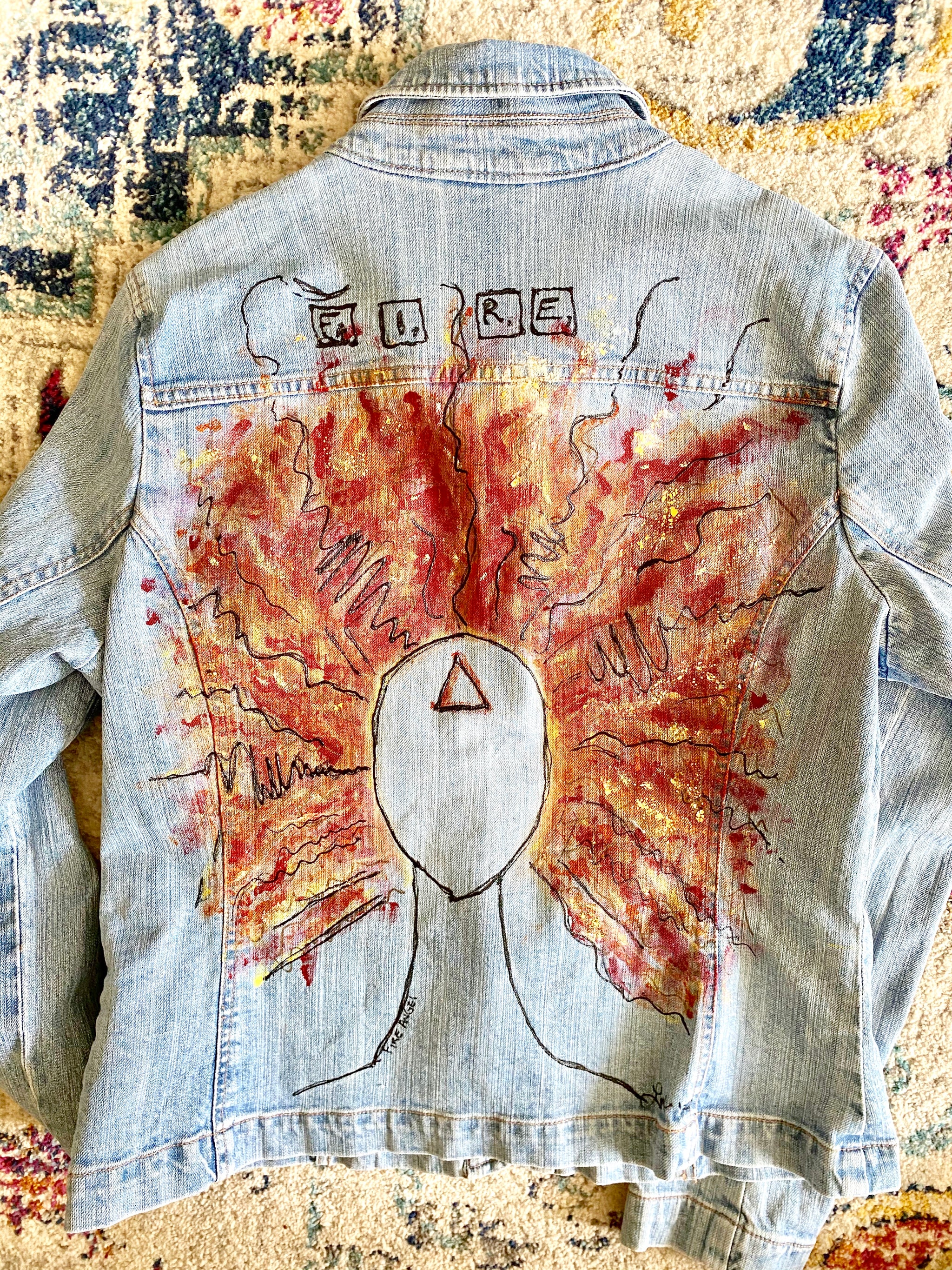 Hand Painted Denim Jacket - Flames